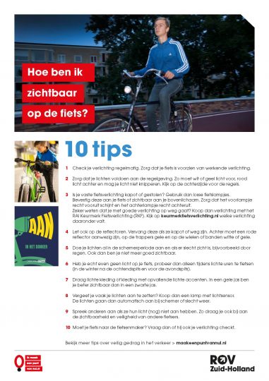 Flyer fietsverlichting met tips AAN